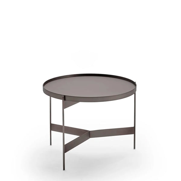 ABACO TALL ROUND COFFE TABLE 24"- MATT TITANIUM METAL STRUCTURE