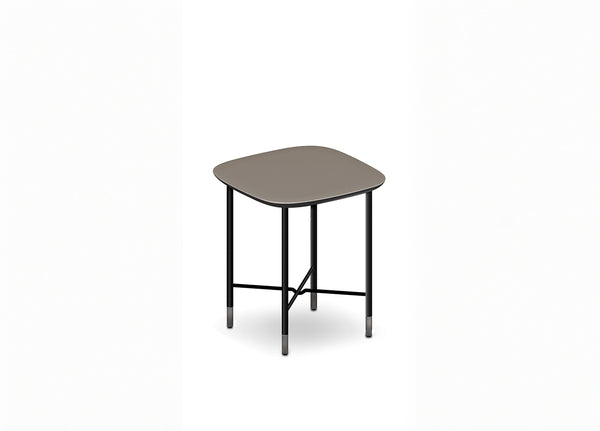 MAMBO SQUARE COFFEE TABLE - MEDIUM BEIGE ECRU TOP/BLACK MATT STRUCTURE/MATT TITANIUM TIPS