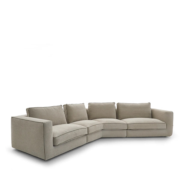 NICE SECTIONAL - BEIGE NUVOLE 11 FABRIC/OLIVE BROWN PIPING