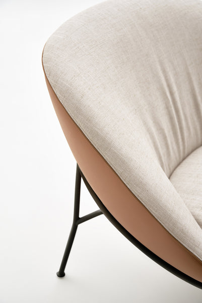 ELLA ARMCHAIR - BROWN POLO 14 LEATHER/BEIGE LIMA 11 SEAT AND BACK/ BROWN GROS GRAINTRIM