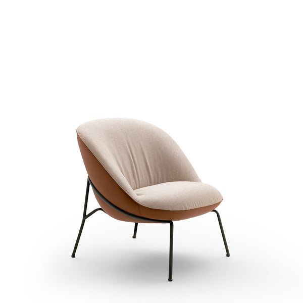 ELLA ARMCHAIR - BROWN POLO 14 LEATHER/BEIGE LIMA 11 SEAT AND BACK/ BROWN GROS GRAINTRIM