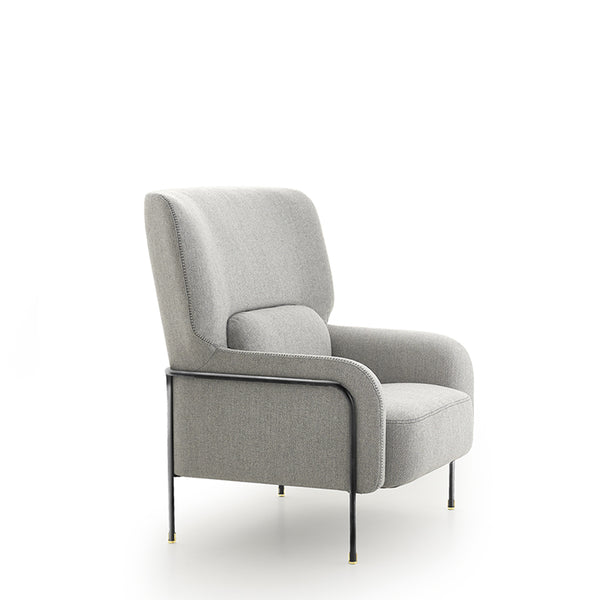 PLATEA LOUNGE ARMCHAIR 35" - LIGHT GREY FENICE 62/TITANIO MATT METAL