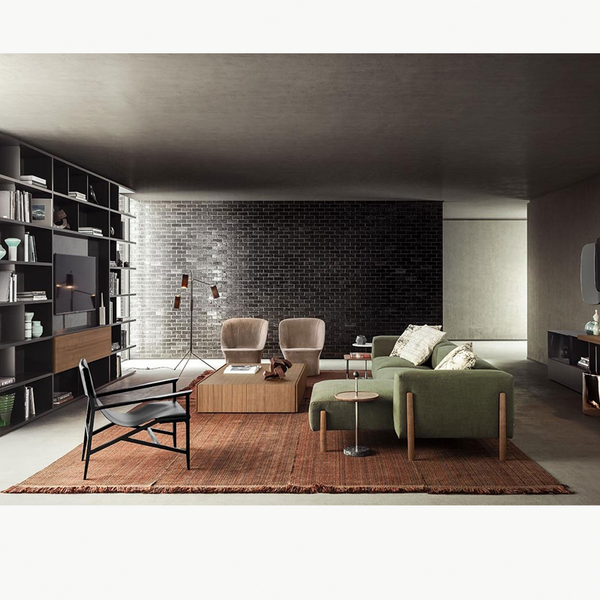 ALL IN SOFA LOW BACKREST 120" - MED. GREY RICCIO 50 FABRIC/DARK GREY ASH LEGS