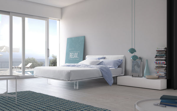 FILO KING SIZE BED 78" - WHITE ARTEPELLE 01 ECO-LETAHER/PLEXIGLASS