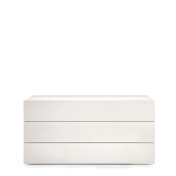 ATLANTE 3 DRWRS DRESSER MATT 60" - WHITE MATT AND HIGH GLOSS LACQUER GLASS