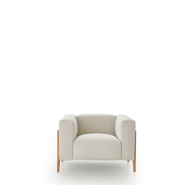 ALL IN ARMCHAIR LOW BACKREST 42" - BEIGE ARIES 02 FABRIC/NATURAL OAK