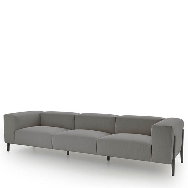 ALL IN SOFA LOW BACKREST 120" - MED. GREY RICCIO 50 FABRIC/GREY OAK LEGS