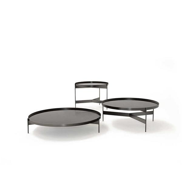 ABACO LOW ROUND COFFEE TABLE 35" - HIGH GLOSS TITANIUM