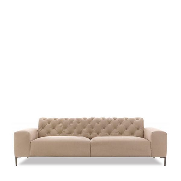 BOSTON CAPITONNE' SOFA 98" - BEIGE SUPERSUEDE 86 FABRIC