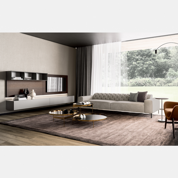 BOSTON CAPITONNE' SOFA 114" - BEIGE SUPERSUEDE 86 FABRIC