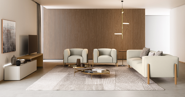 ALL IN ARMCHAIR LOW BACKREST 42" - BEIGE ARIES 02 FABRIC/NATURAL OAK