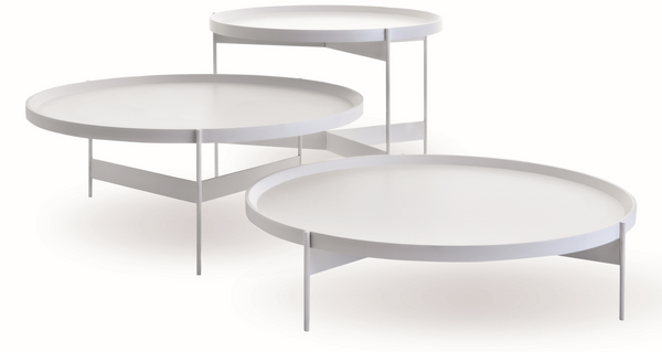 ABACO TALL ROUND COFFEE TABLE 24" - WHITE MATT LACQUER