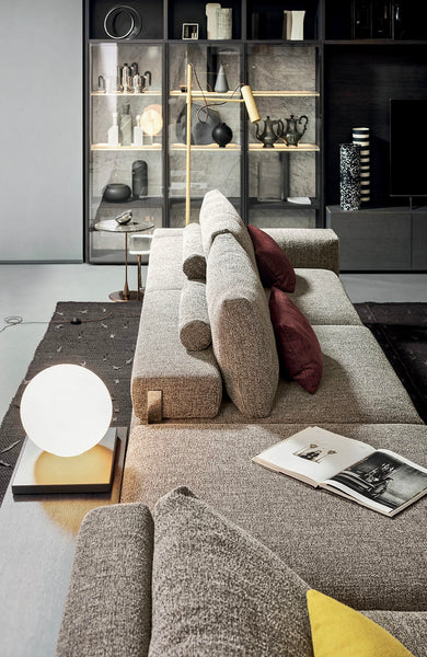 DUO SOFA 108" - BEIGE DRACO 12 FABRIC/TITANIUM