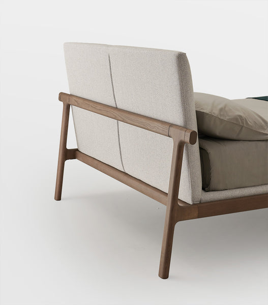 FUSHIMI KING SIZE BED 89" - LIGHT GREY FENICE 62 FABRIC/WALNUT