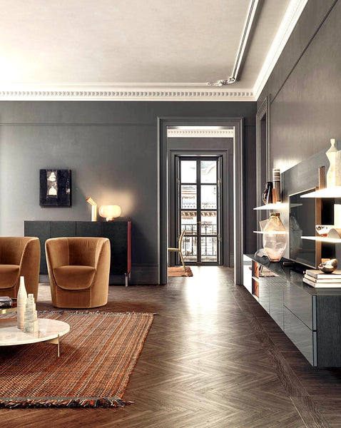 ABACO MED.ROUND COFFEE TABLE 30" - BLACK SAHARA MABLE GLASS/BRONZE