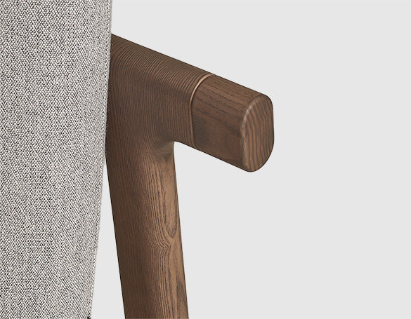 FUSHIMI QUEEN BED 73" - LIGHT GREY FENICE 62 FABRIC/WALNUT