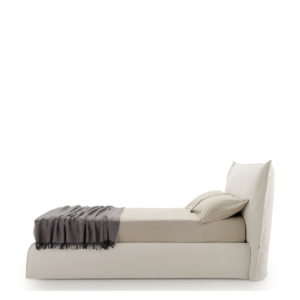 PIUMOTTO QUEEN SIZE BED 75" - LIGHT BEIGE AQUARIUS 01 FABRIC