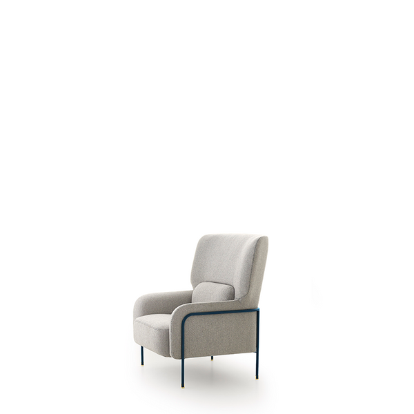 PLATEA LOUNGE ARMCHAIR 35" - LIGHT GREY FENICE 62/PETROL BLUE
