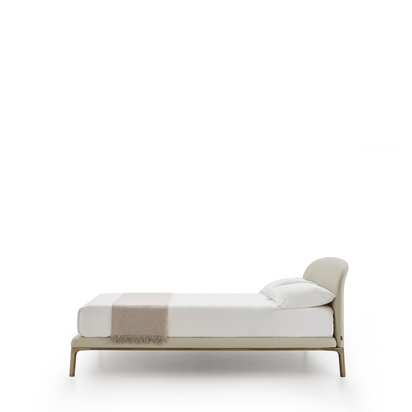 RADA QUEEN SIZE BED 81" - BEIGE ARTEPELLE 25 ECO-LEATHER/HG BRONZE