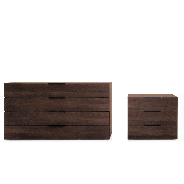 SPAZIO 4 DRWRS DRESSER 59" - BURNT OAK/TITANIUM