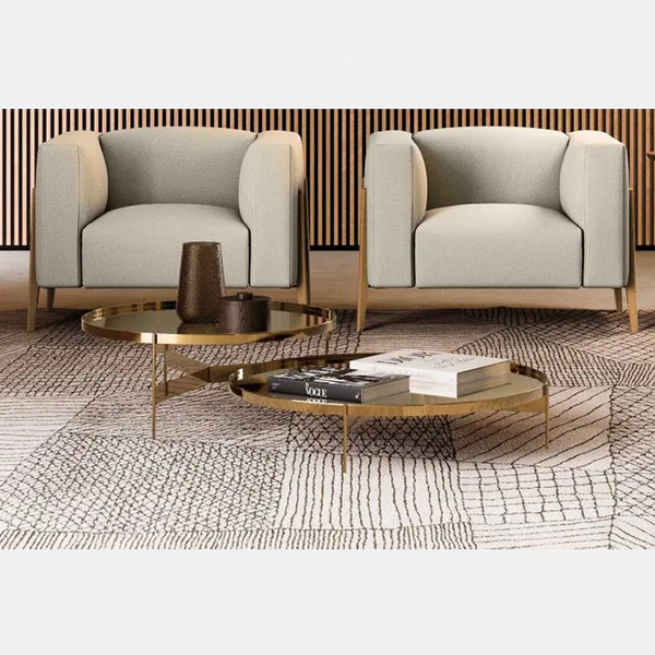 ALL-IN ARMCHAIR LOW BACKREST 42" - MEDIUM GREY RICCIO 50 FABRIC/GREY OAK LEGS