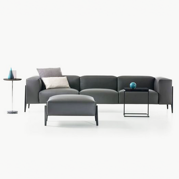 ALL IN SOFA LOW BACKREST 120" - MED. GREY RICCIO 50 FABRIC/GREY OAK LEGS