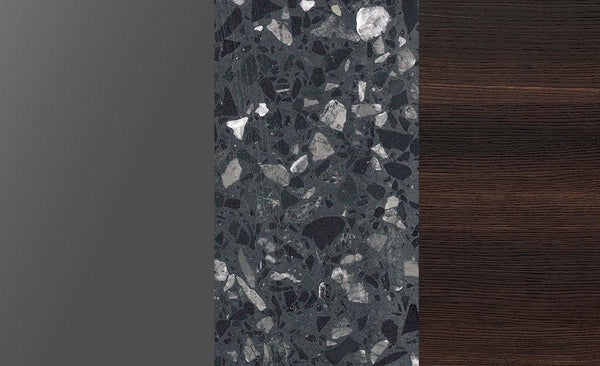 CONTRALTO SIDE TABLE 15" - BURNT OAK/TITANIUM/TERRAZZO STONE