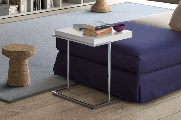 SERVOQUADRO END TABLE 19" - WHITE MATT/TITANIUM