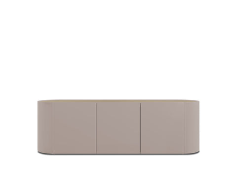 DEDALO SIDEBOARD 91" - MEDIUM BEIGE ECRU MATT LACQUER/BRONZO MET. GLASS  TOP