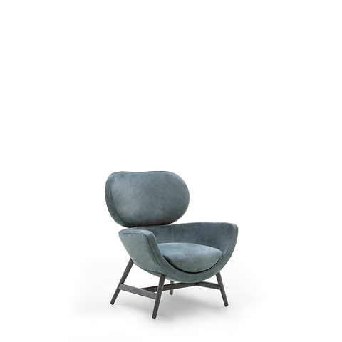 LAURIE ARMCHAIR 33" - DARK GREY NABUK 47 LEATHER/DARK GREY ASH