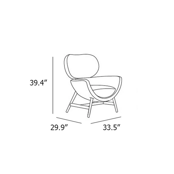 LAURIE ARMCHAIR 33" - DARK GREY NABUK 47 LEATHER/DARK GREY ASH