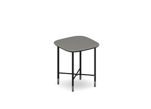 MAMBO SQUARE COFFEE TABLE - ASH GREY CENERE LACQUERED TOP/BLACK MATT STRUCTURE/MATT TITANIUM TIPS