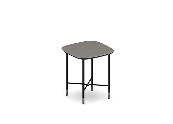 MAMBO SQUARE COFFEE TABLE - ASH GREY CENERE LACQUERED TOP/BLACK MATT STRUCTURE/MATT TITANIUM TIPS