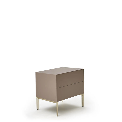 NORMA NIGHSTAND 24" - ECRU' (MEDIUM BEIGE) MATT LACQUER/MATT CHAMPAGNE METAL BASE