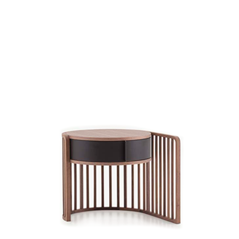 PALU' RT 1 DRWR NIGHTSTAND 23" - WALNUT/DARK BROWN MORO HARD LEATHER