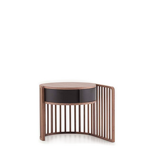 PALU' RT 1 DRWR NIGHTSTAND 23" - WALNUT/DARK BROWN MORO HARD LEATHER