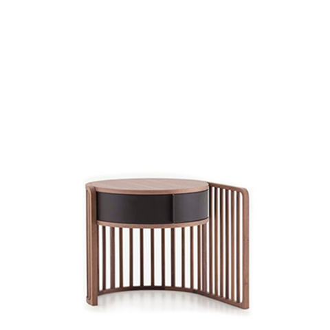 PALU' RT 1 DRWR NIGHTSTAND 23" - WALNUT/DARK BROWN MORO HARD LEATHER