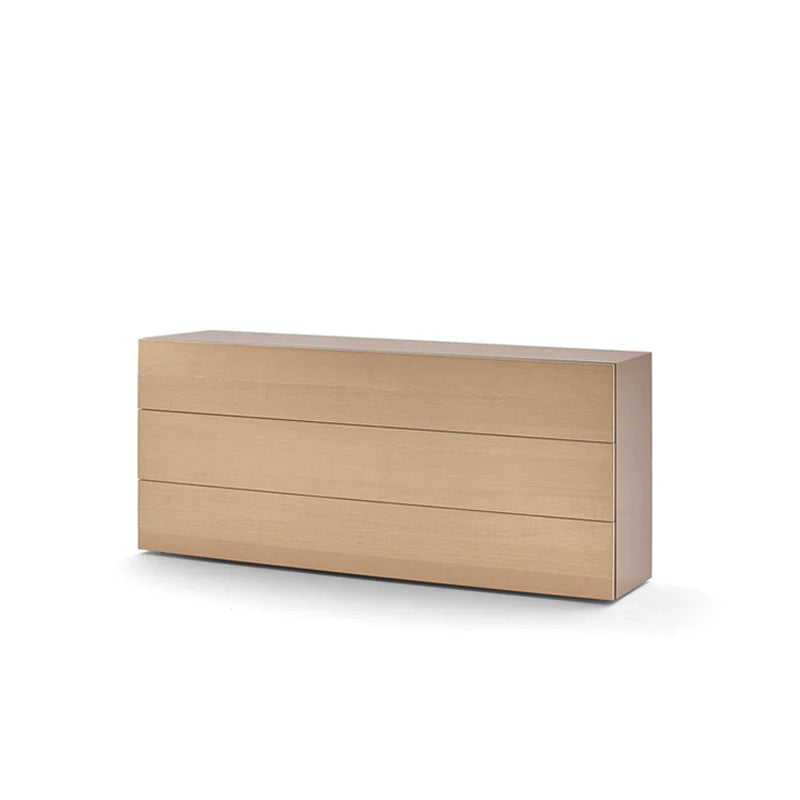 PEOPLE 3 DRWRS DRESSER 71" - MATT ECRU MEDIUM BEIGE  STRUCTURE/BLEACHED ASH FRONTS