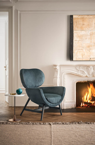 LAURIE ARMCHAIR 33" - DARK GREY NABUK 47 LEATHER/DARK GREY ASH