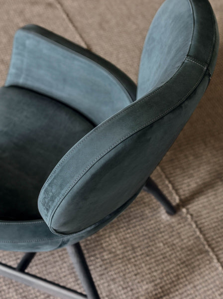 LAURIE ARMCHAIR 33" - DARK GREY NABUK 47 LEATHER/DARK GREY ASH