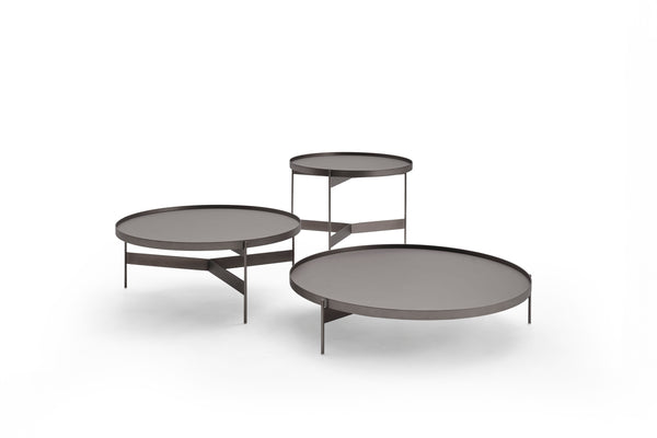 ABACO TALL ROUND COFFE TABLE 24"- MATT TITANIUM METAL STRUCTURE