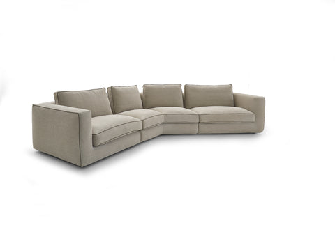 NICE SECTIONAL - BEIGE MIMOSA 04 FABRIC/OLIVE BROWN PIPING