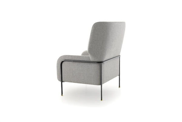 PLATEA LOUNGE ARMCHAIR 35" - LIGHT GREY FENICE 62/TITANIO MATT METAL