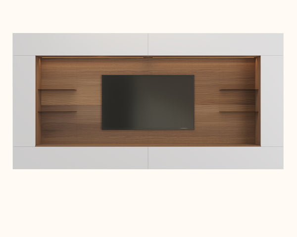 SPAZIO WALL UNIT COMP.142" - WALNUT/WHITE MATT LACQUER