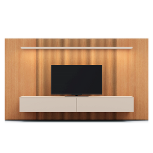 SPAZIO WALL UNIT COMP.126" - NATURAL ASH/BEIGE SETA MATT LACQUER