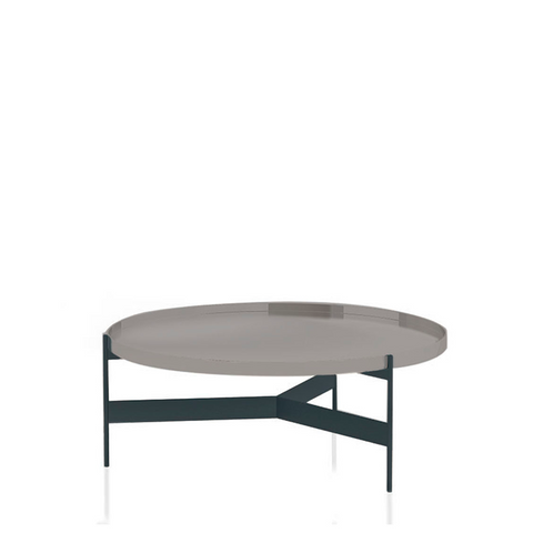 ABACO MEDIUM ROUND COFFEE TABLE 30" - ASH GREY CENERE/CHARCOAL LAVAGNA MATT LACQUER