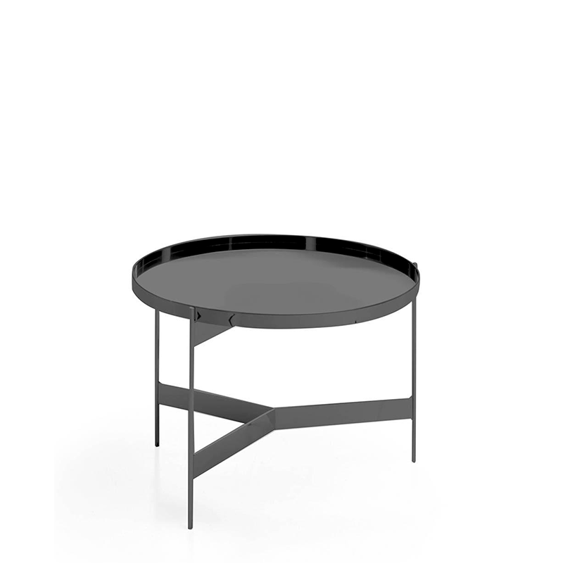 ABACO TALL ROUND COFFE TABLE 24"- HIGH GLOSSY TITANIUM