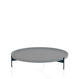 ABACO LOW ROUND COFFEE TABLE 35" - ASH GREY CENERE/CHARCOAL LAVAGNA MATT LACQUER