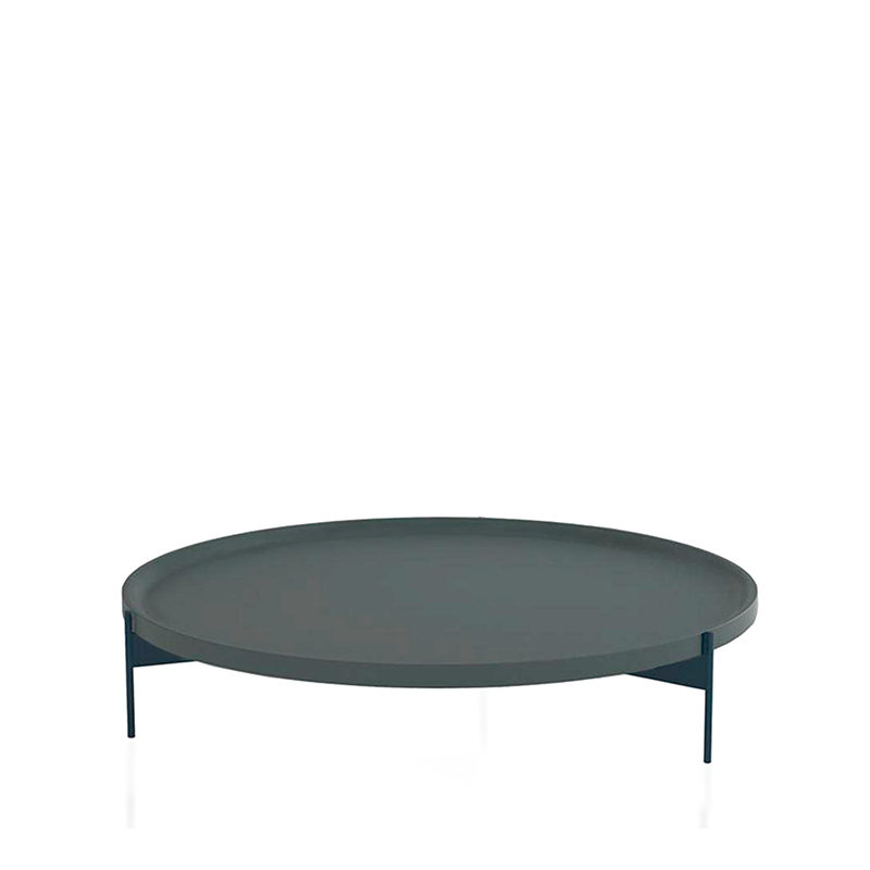 ABACO LOW ROUND COFFEE TABLE 35" - MEDIUM GREY PIOMBO/CHARCOAL LAVAGNA MATT LACQUER