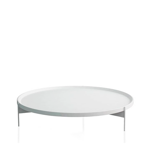 ABACO LOW ROUND COFFEE TABLE 35" - WHITE MATT LACQUER